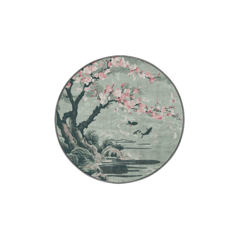 Tapis brun soyeux et moelleux, Rond 6 pi