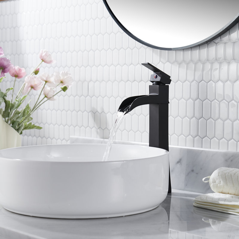 Vessel Bathroom Faucet With Drain Assembly, Matte Black