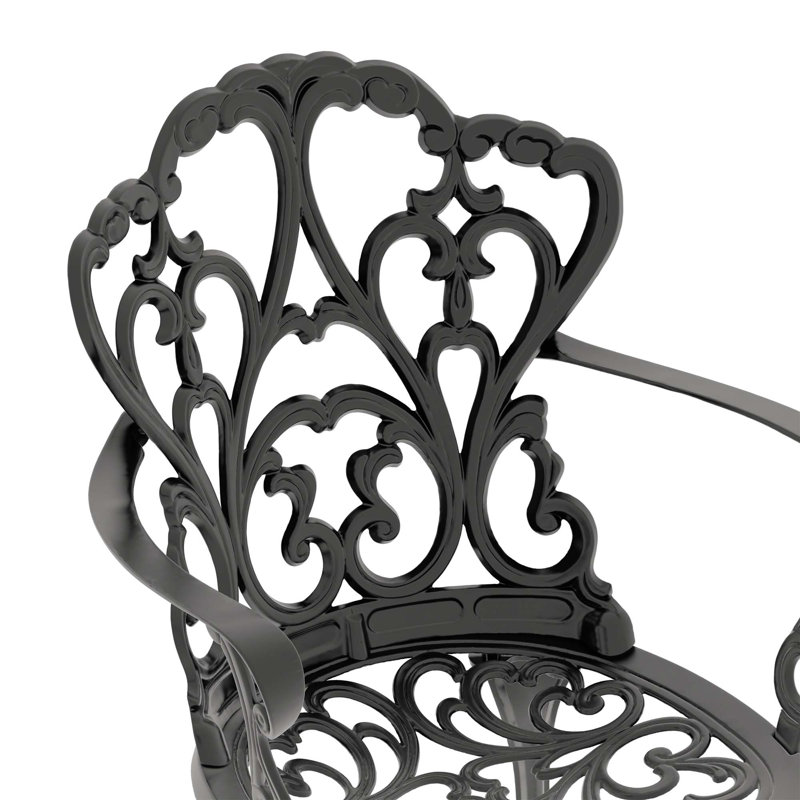 Ensemble de 5 pièces de mobilier de patio en aluminium coulé avec coussins, ensemble de salle à manger classique