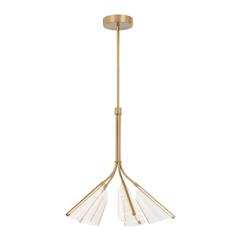 Mulberry 4 - Light LED Chandelier, Brushed Gold/Light Guide