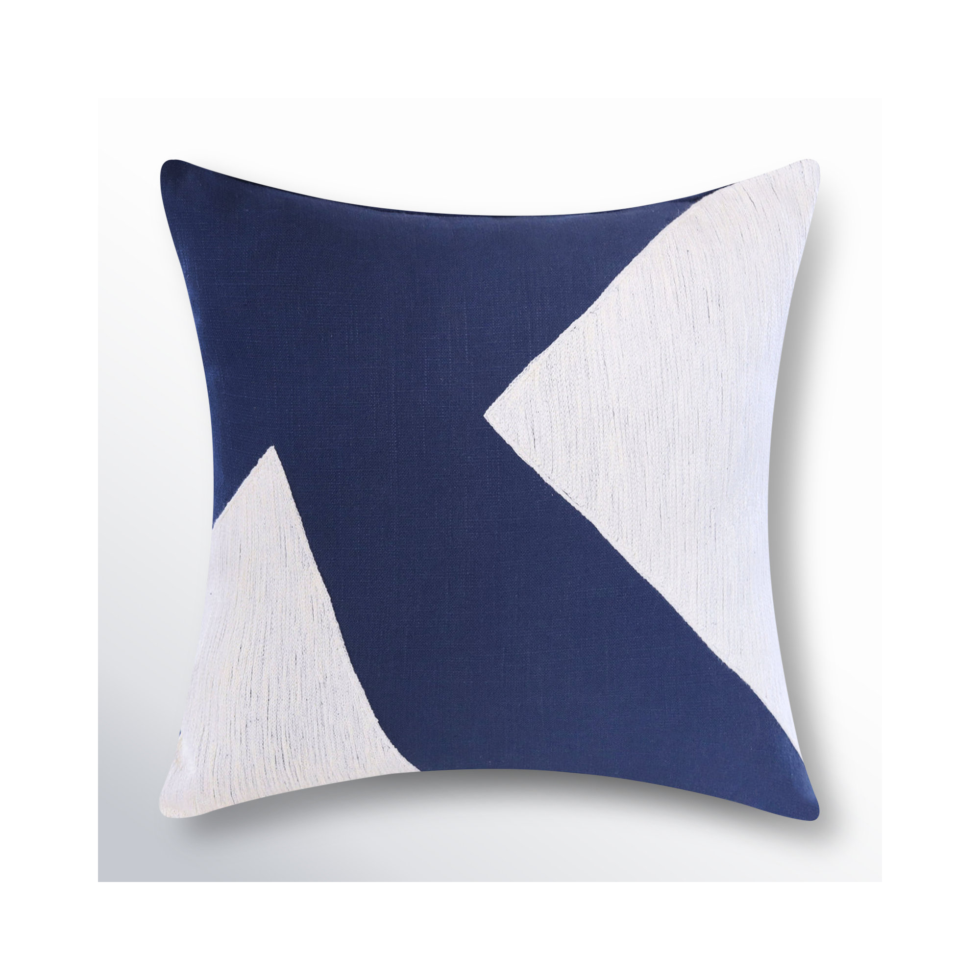 Auburn Geometric Cotton Throw Pillow, Blue/White, Square 18", Polyester