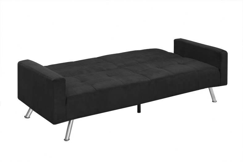 Puzzle 78.1'' Upholstered Sofa, Black Microfiber, Chrome