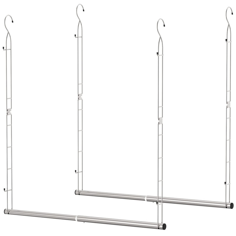 Width And Height Adjustable Wardrobe Extension Rail 2-Pack, Silver