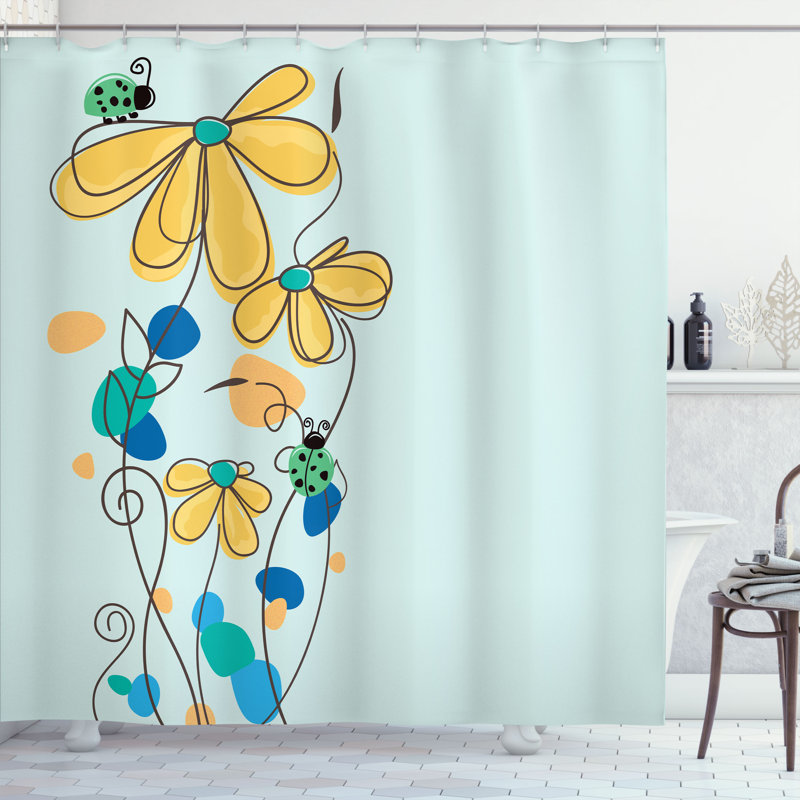 Ensemble de rideau de douche Kids, H 69 po x l 70 po, Moutarde / bleu
