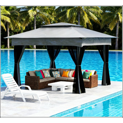 Pavillon de jardin escamotable pliable facile à installer avec moustiquaire et sac de transport pour plus de commodité