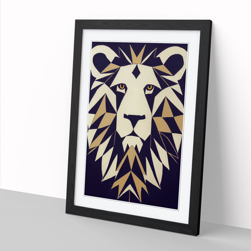 Contemporary Lion Vol.2 - Single Picture Frame Print, 34cm H x 25cm W, Black Framed