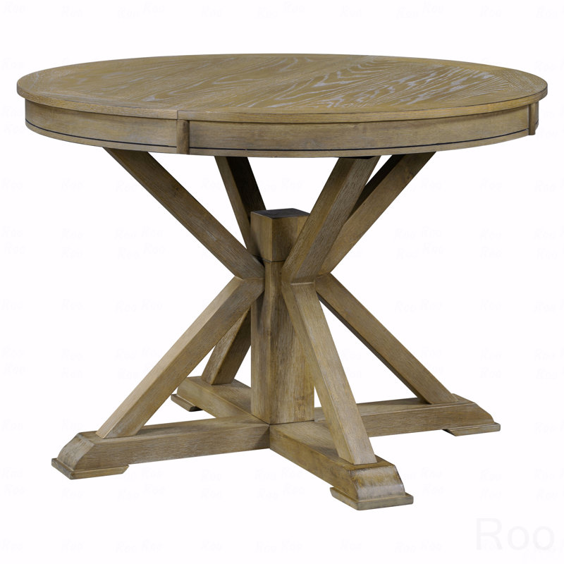 Table de salle à manger rétro avec rallonge fonctionnelle de 12 po, Brun, Brun
