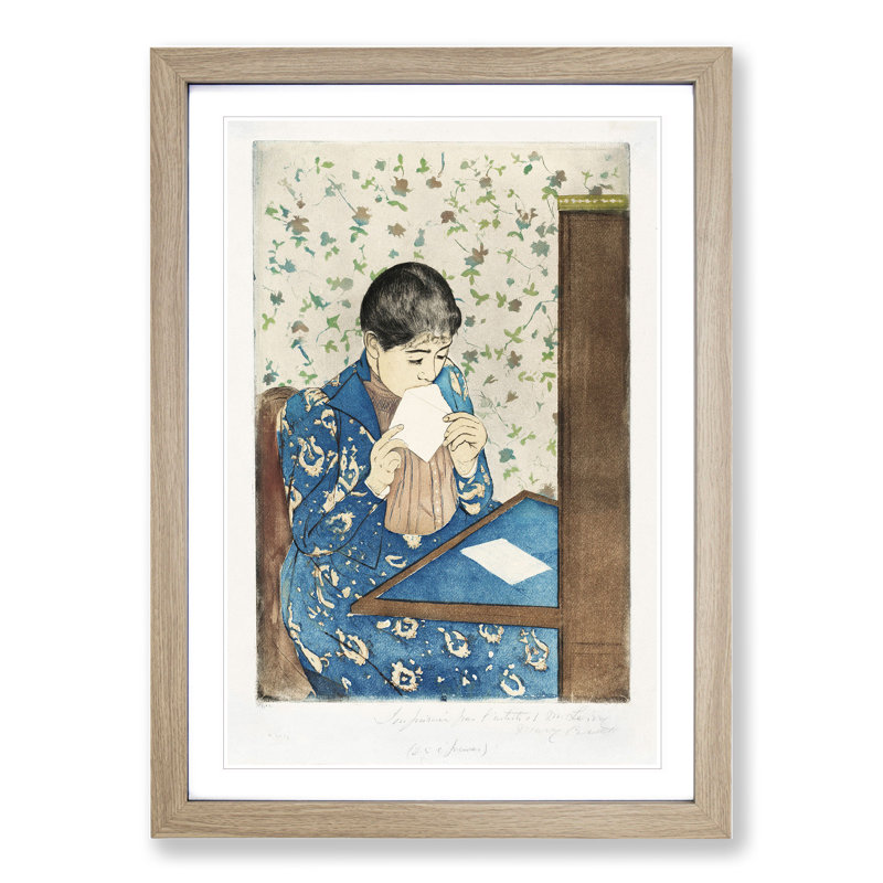 The Letter by Mary Cassatt - Picture Frame Graphic Art, Oak Framed, 36cm H x 27cm W x 2cm D