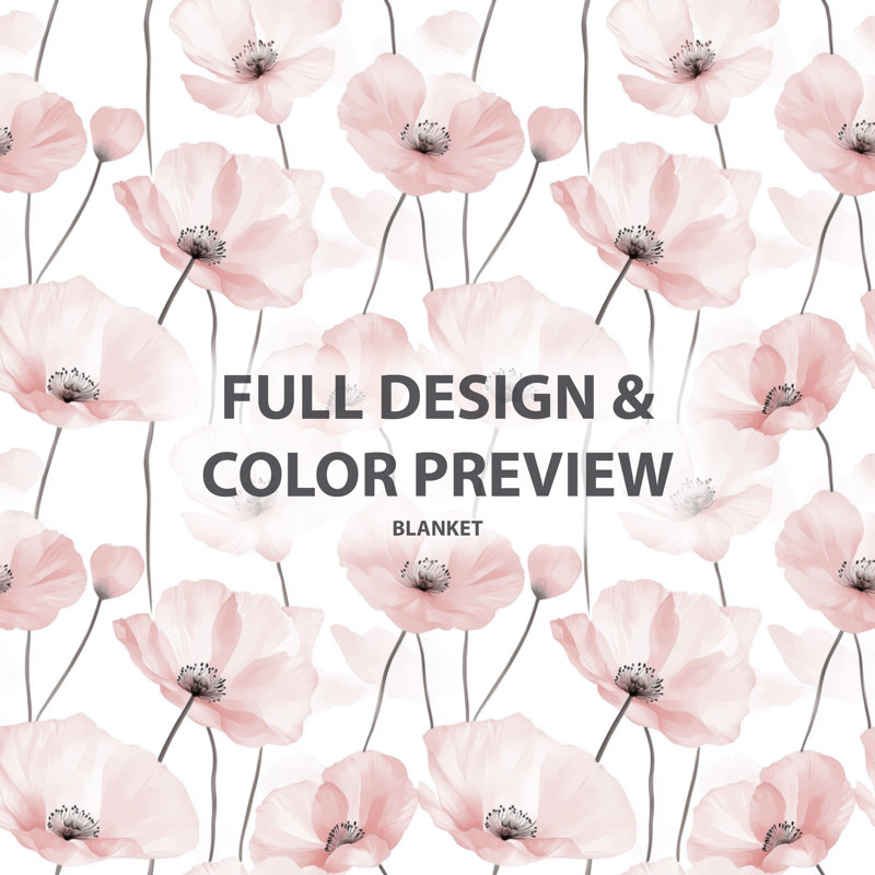 Blush Poppies III – Floral Cozy Blanket, Classic Soft Throw, Light Pink/White Floral