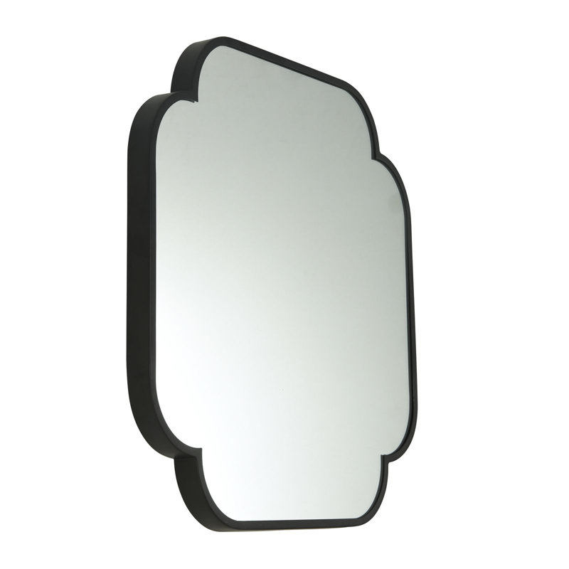 Metal Flat Wall Mirror, Black, 23.6 " x 23.6 "
