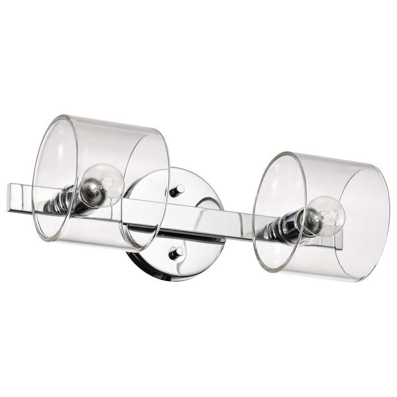 Meuble-lavabo 2 lumières Cloid - Nickel poli avec verre transparent Cloïd