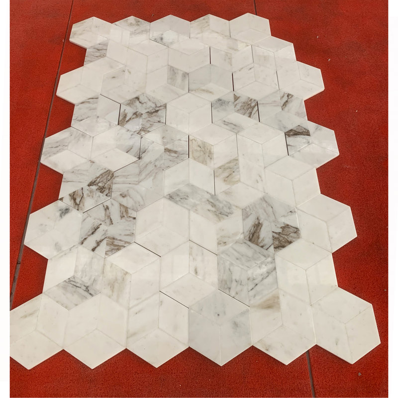 Carrelage en marbre Water-Jet, Blanc/naturel