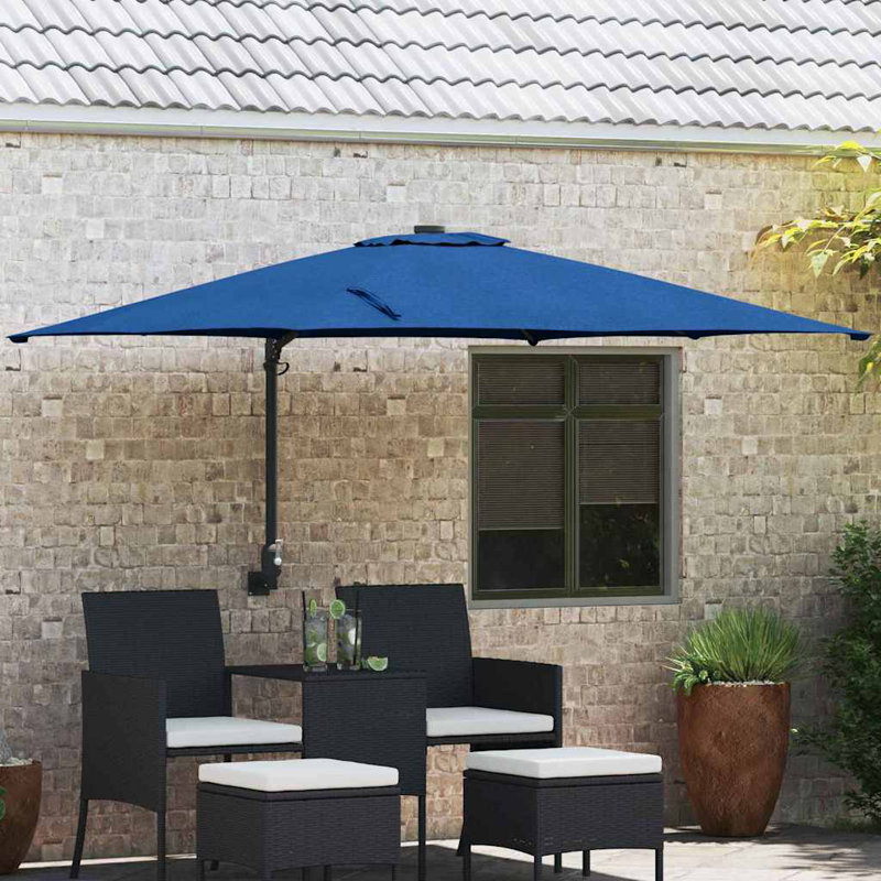 Wall Mount Parasol, 160cm H x 247.5cm W x 247.5cm D, Blue