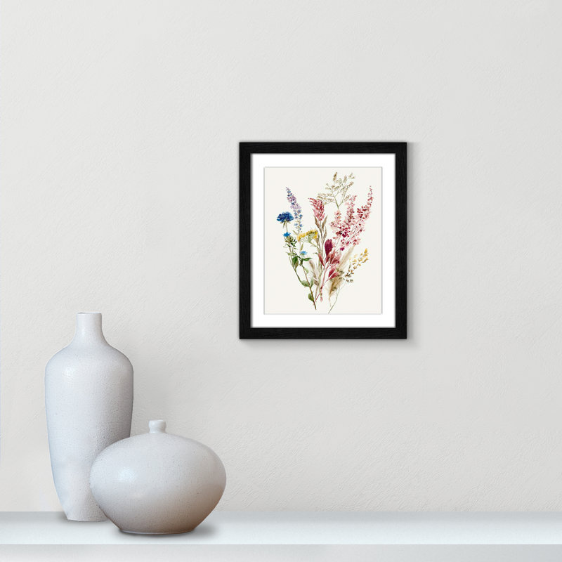 «Delicate Flowers II» par Asia Jensen - reproduction d'un seul cadre, Cadre noir, H 15 po x l 13 po x P 0,75 po