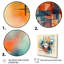 Décoration murale géométrique moderne orange et bleu abstrait labyrinthe II-1730536857-1730536850
