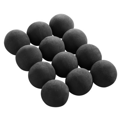 Boules de feu en céramique, pierres de feu rondes de 4 pouces de 12 pièces, pierres de lave réutilisables à l'intérieur et à l'extérieur, pierres de foyer décoratives pour foyer au propane / gaz, poêle, cour, camping, noir