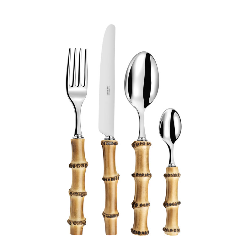 Bamboo 4 Piece 18/10 Stainless Steel Cutlery Set, Service for 1