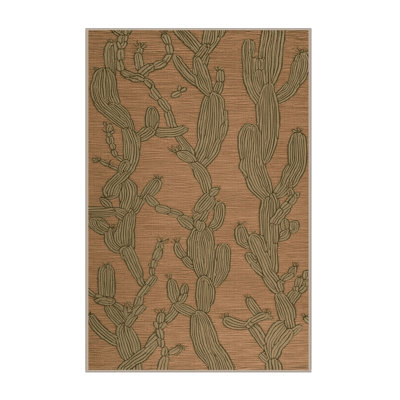 Machine Washable Botanical Brown Area Rug