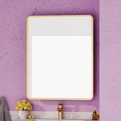 24 po X 30 po Miroir de l'armoire à pharmacie encadré en métal doré, installation murale ou encastrée