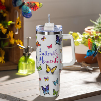 Butterfly Moments Canyon Cup, acier inoxydable à double paroi avec paille, 40 oz, boîte-cadeau