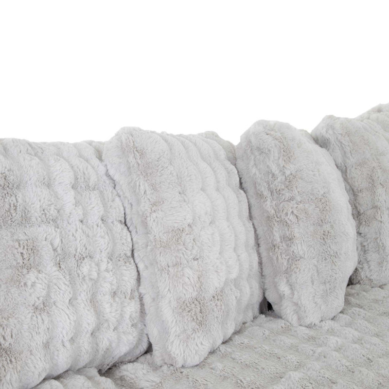 Canapé modulaire 4 pièces avec méridienne Everette, Face à la gauche, Polyester gris