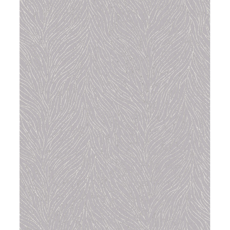 Rouleau de papier peint à motif abstrait à branches métalliques L 33 pi x l 21 po Serene Collection, Grège