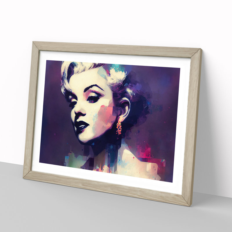 XH1022-6814X Pastel Marilyn Monroe Abstract - Picture Frame Print, 34cm H x 46cm W x 2cm D, Beige