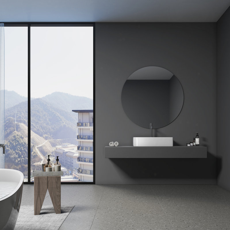 Altair 24'' White Ceramic Rectangular Bathroom Sink with Overflow