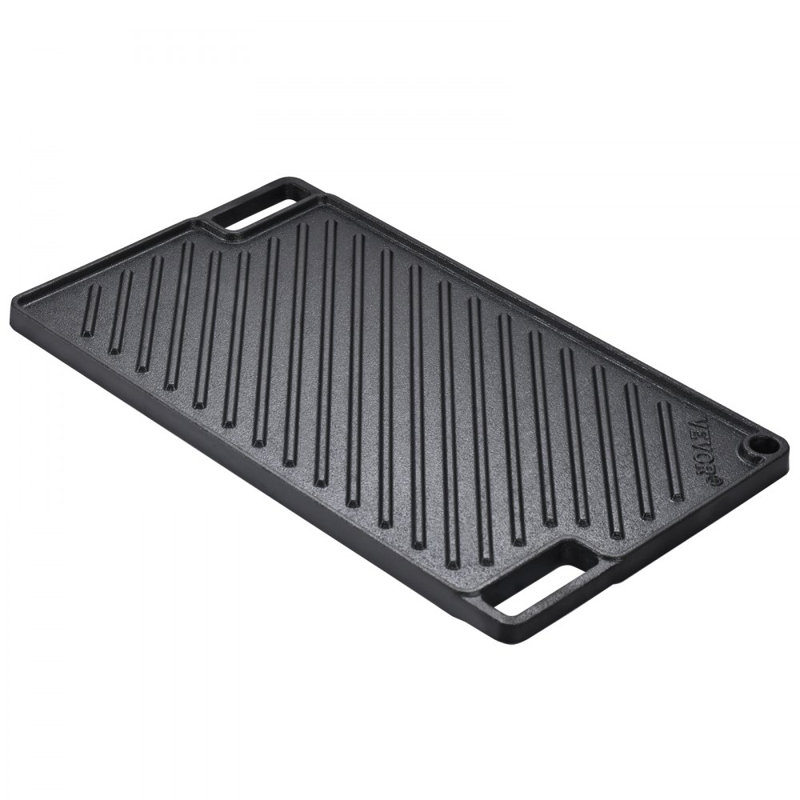 Reversible Grill/Griddle, 9.7"x16.7" Pre-Seasoned Cast Iron Griddle, Rectangular