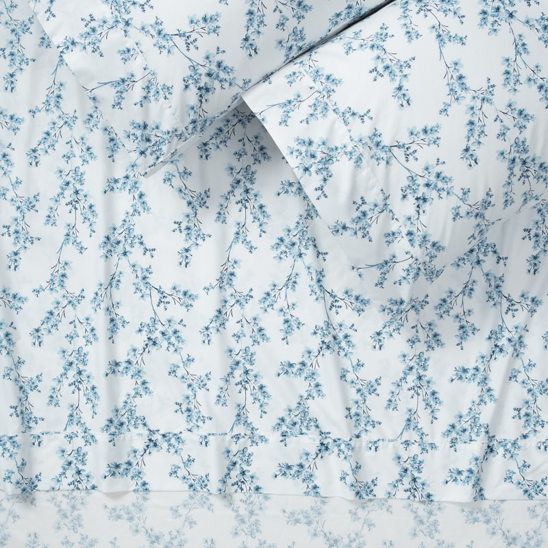  Ensemble de draps en percale floral en microfibre, Ensemble de draps pour grand lit avec 2 taies d'or