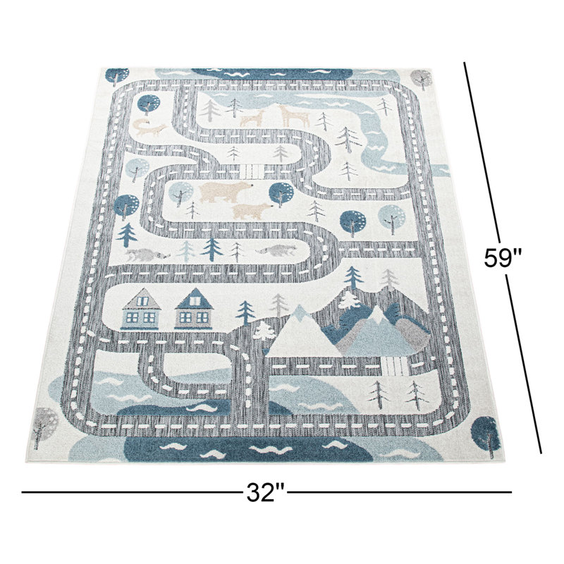 Tapis pour enfant Keesler, Rectangle 2 pi 8 po x 4 pi 11 po