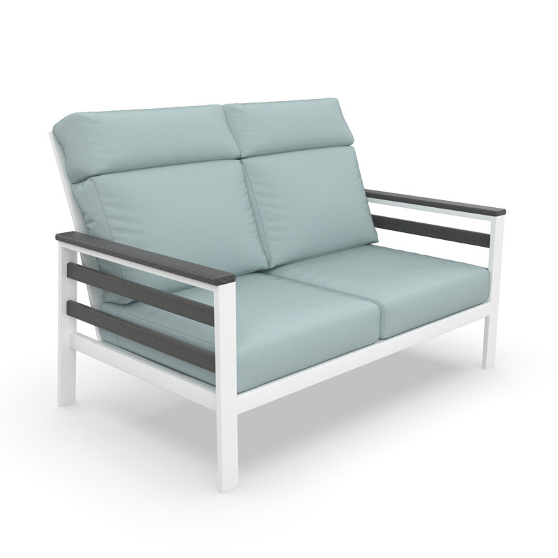 Causeuse d'extérieur en métal avec coussin Sunbrella Townsend, Couleur unie, Vert clair