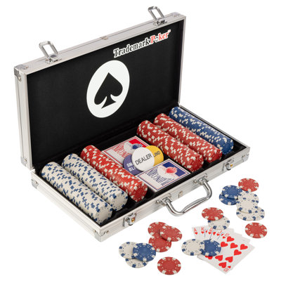 Ensemble de jetons de poker - ensemble de poker 11,5 g avec cartes, boutons, étui de transport et 300 jetons de poker pour les jeux de Texas Hold'em et de Blackjack 