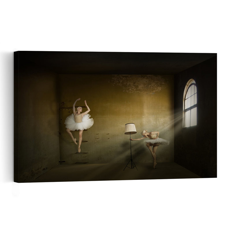 Rêve de danseuses de ballet - Illustration murale à l'architecture dramatique, élégante et éthérée, H 40 po x l 60 po