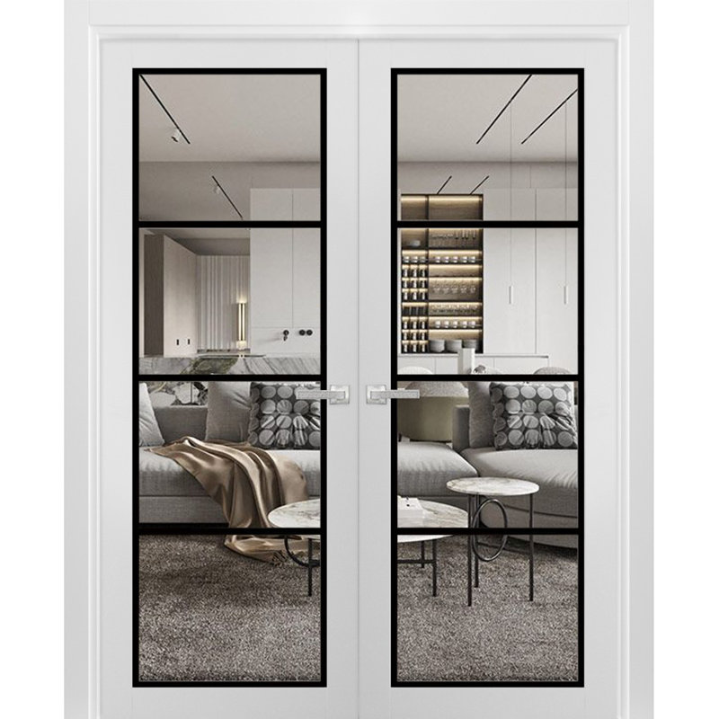 Portes françaises à panneaux, Satin blanc, 36 po x 84 po