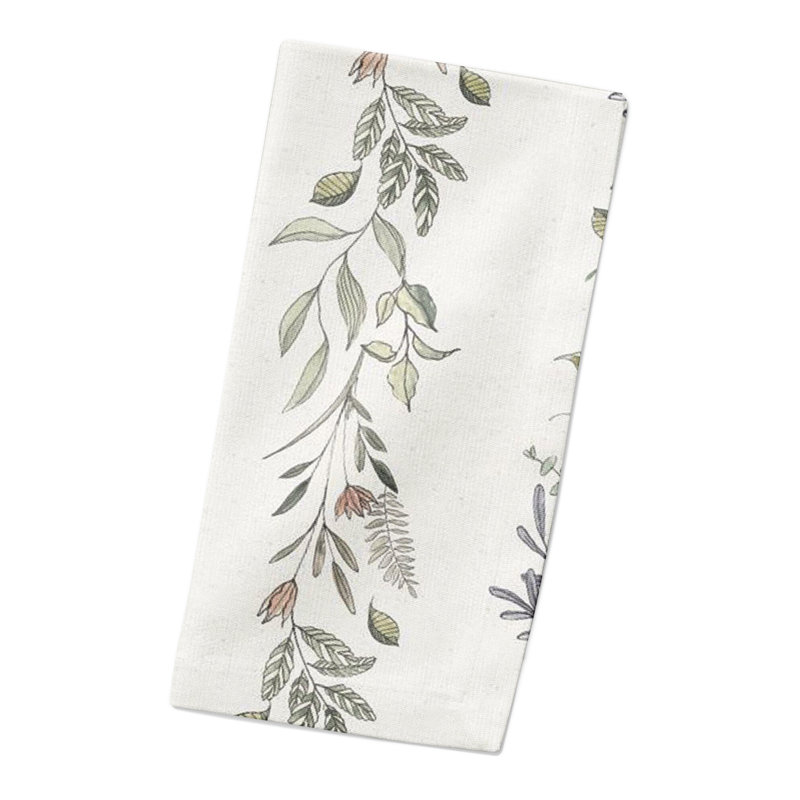 Cotton Floral 10" Square Napkin, White