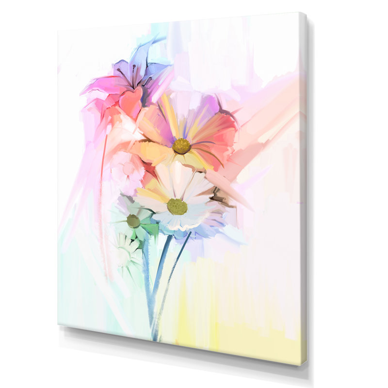«Modern Gerbera Daisy Flower», reproduction d'art sur toile traditionnelle, H 40 po x l 30 po x P 1,5 po, Toile tendue