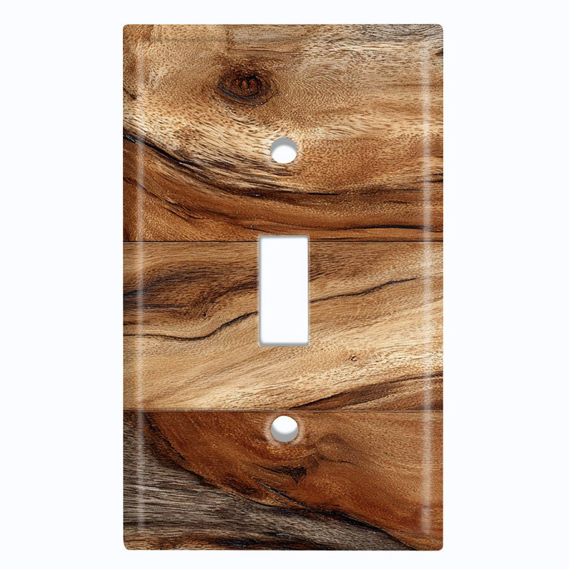 Couvercle de plaque d'interrupteur en métal; Bascule standard US 1 taille - Image imprimée de bois rustique, #1 Single Toggle