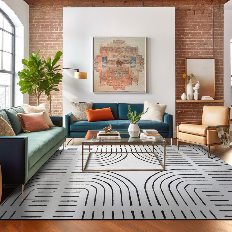 Tapis antidérapants Bohemian Lines, Rectangle 5 pi x 7 pi