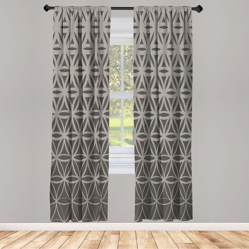 Microfiber Floral Semi-Sheer Rod Pocket Curtain Panels, 28" W x 63" L, Gray