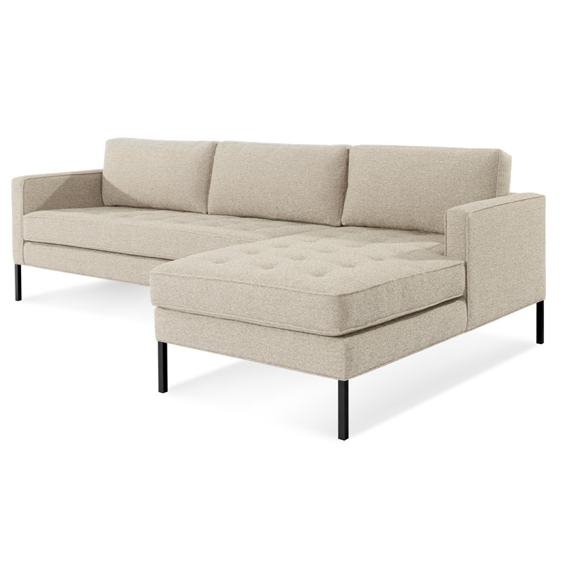 Paramount Chaise Sectional, Black, Sanford Oatmeal Basketweave, Right Hand Facing