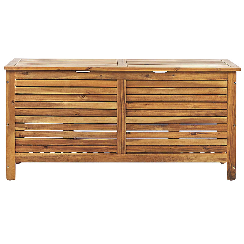 Union Rustic Honeoye 130cm W 400L Water Resistant Acacia Solid Wood Deck Box, Light Wood