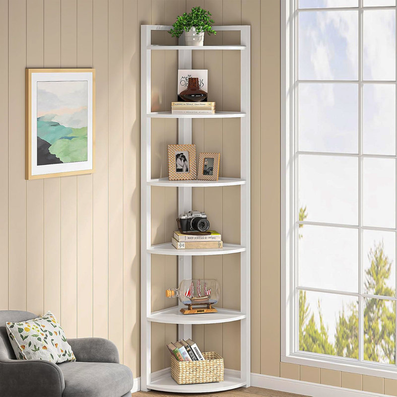 Étagère de coin 70,87 "à 6 niveaux pour salon et bureau