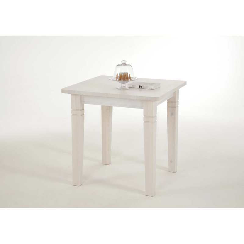 Kelly Pine Solid Wood Top Metal Base Dining Table, Stained and varnished white/White