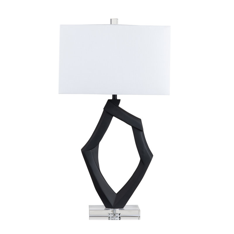 31.25" Crystal Table Lamp With White Shade