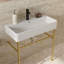Lavabo de console de salle de bain 31,5 "avec trop-plein, console en céramique cuve blanche avec pieds dorés-117866876