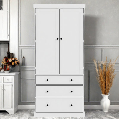 Farmhouse Kitchen Pantry With 3 Adjustable Shelves, 8 Door Shelves And 3 Drawers by Lark Manor