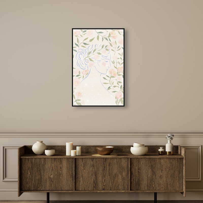 Blooming Hera Print by Oliver Gal, 46"H x 31"W, Black Floater Frame