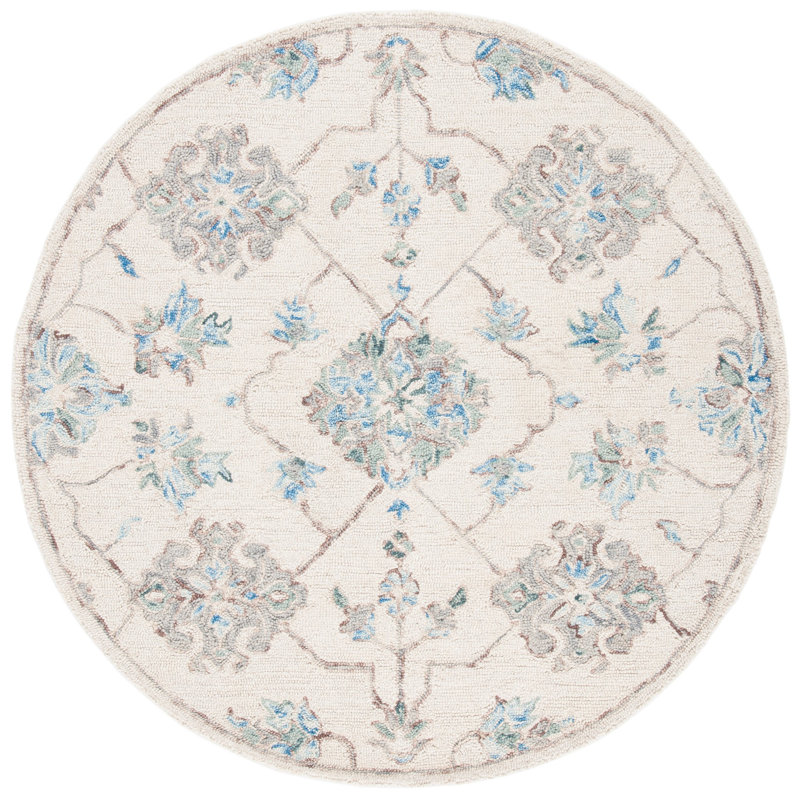 Micro-Loop Hand Tufted Wool And Cotton With Latex Oriental Rug, Round 5'