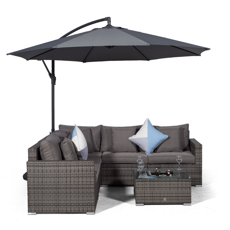 Yancey 5 Seater Rattan Corner Sofa Set, Brown